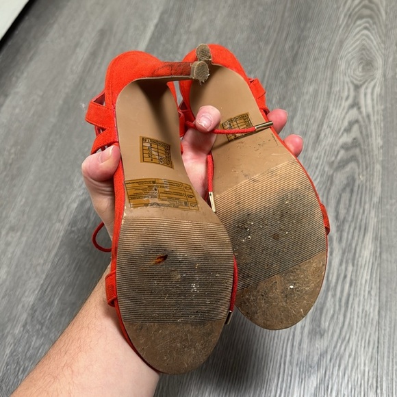 Forever 21 Red Orange Lace Up Heels Size 8 - Picture 5 of 8